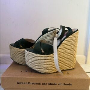 Green platform sandals